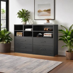 4 Drawer Dresser for Bedroom with 6 Storage Cubbies Adjustable Shelves, Modern Chest of Drawers, 47" TV Stand Dresser Drawer - 1 of 4