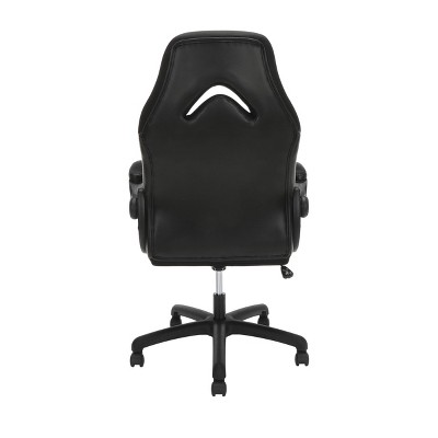 Black Mesh and Bonded Leather Reclining Gaming Chair with Armrests