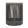 Outdoor Round Side Table, Weather-Resistant Patio Accent Table with Gray Rattan Rope Frame and Acacia Wood Top for Balcony, Garden or Yard – Koiai - 3 of 4