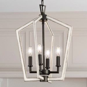 Urban Ambiance Luxury Modern Indoor Chandelier,  18-3/8''H x 14-1/4"W x 14-1/4''D,  Matte Black Finish, UHP4567 - 1 of 4