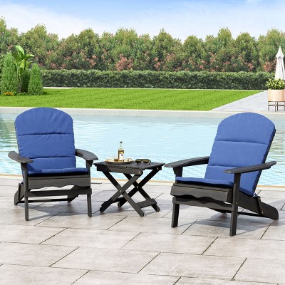 Christopher Knight Home Malibu 3 Piece Outdoor Acacia Wood Folding Adirondack Chair Chat Set with Cushions