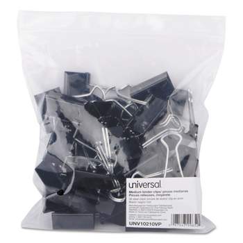 UNIVERSAL Medium Binder Clips Zip-Seal Bag 5/8" Capacity 1 1/4" Wide Black 36/Bag 10210VP