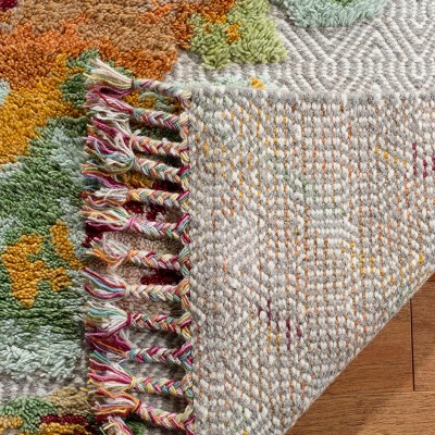 Hand-Knotted Gray Wool Geometric Floral 8' x 10' Area Rug