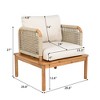 Outdoor Patio Acacia Wood Rope Weave Arm Chair with Water-Repellent Cushions - 2 of 4