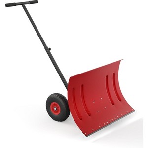 TackView Snow Shovel with Wheels, Heavy Duty Metal Snow Pusher with Wide Blade & 5 Level Adjustable Handle, for Driveway Sidewalk - 1 of 4