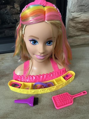 Barbie Deluxe Styling Head with Color Reveal Accessories and Blonde Neon  Rainbow Hair 