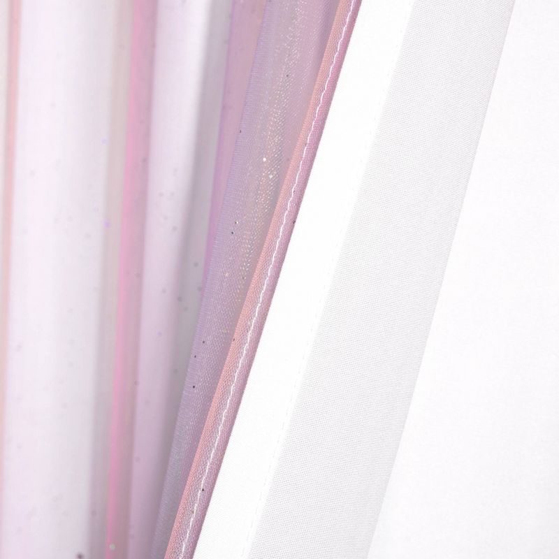 Kids' Rainbow Sheer Rod Pocket with Lining Single Window Curtain Panel Rainbow/White - Lush Décor, 6 of 7