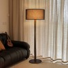 61" Walnut Wood Standing Floor Lamp with Linen Drum Shade, Modern Accent Light for Living Room, Bedroom, Hallway & Study - 2 of 4