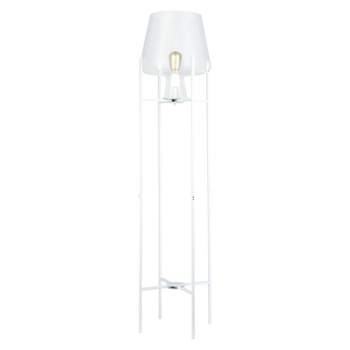 61" Nadia White Metal and Clear Glass Bowl Modern Floor Lamp - River of Goods