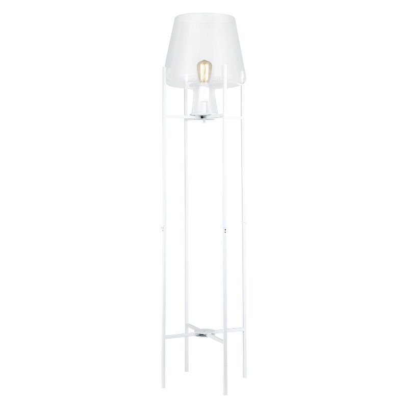 61&#34; Nadia White Metal and Clear Glass Bowl Modern Floor Lamp - River of Goods, 1 of 9