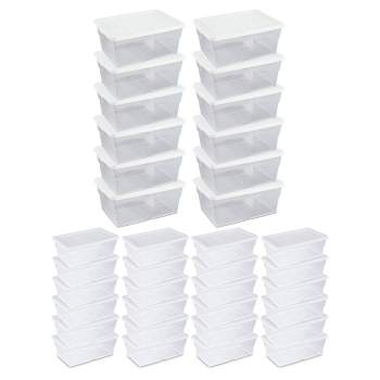 Sterilite 16 Qt Clear Plastic Secure Latching Storage Containers, 12 Pack & 6 Quart Lidded Storage Tote for Home and Office Organization, 24 Pack