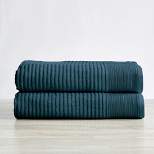 100% Cotton Quick-Dry Ribbed Texture Bath Towel Set (Bath Towel (2-Pack), Blue) - Great Bay Home