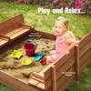Large Wooden Kids Sandbox with Lid - Outdoor Sand Box with Cover for Sand Protection, Foldable Bench Seats, and Bottom Liner Play22usa - 2 of 4