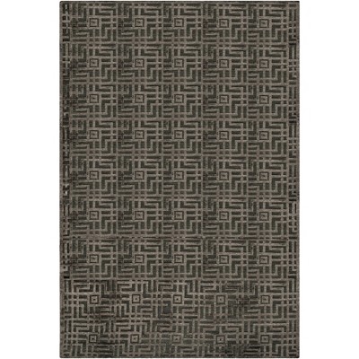 Charcoal Geometric Hand-Knotted Wool Area Rug 8' x 10'