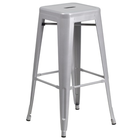 Merrick Lane Backless Metal Stool with Square Seat for Indoor-Outdoor Use - image 1 of 4