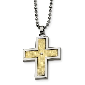 Black Bow Jewelry Stainless Steel, 14k Gold and Diamond Accent Cross Necklace - 1 of 4