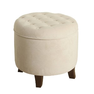 Large Round Button Tufted Storage Ottoman - HomePop - 1 of 4