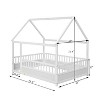 Vynxaria Full Size Wood House Floor Bed for Kids/Adults 20" High Fence, Premium Pine Wood, Roof Frame, Easy Assembly - 2 of 4