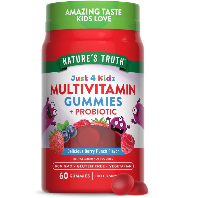 Nature's Truth Kids Multivitamin Gummies with Probiotics | 60 Count | Berry Punch Flavor, 1 of 7