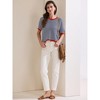 INSPIRE CHIC Women's Summer Striped Knitted Short Sleeve Trendy Loose Fit Pullover T-Shirt - 3 of 4