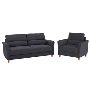 2pcs Georgia Upholstered Chair and Sofa Set Dark Gray - CorLiving - 1 of 4