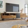 MAYEERTY TV Stand for 80" TV with Double Storage Space, Media Console Table, Entertainment Center with Drop Down Door for Living Room Brown - 4 of 4