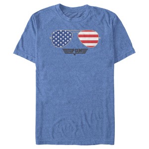 Men's Top Gun American Flag Aviator Sunglasses Logo T-Shirt - 1 of 4