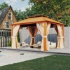 Aoxun 10x12 FT Hardtop Gazebo – Outdoor Aluminum Pavilion with Dual-Layer Polycarbonate Roof, Netting Curtains & 20" Ceiling Fans with Lights - 2 of 4