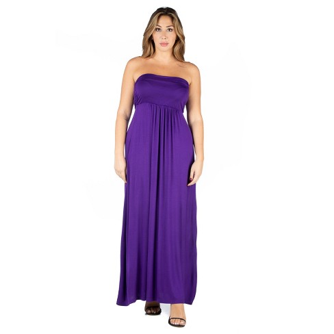 24seven Comfort Apparel Women's Plus Strapless Maxi Dress-purple-2x ...