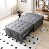 Versatile Linen Fabric Sofa Bed w/Removable Backrest&Solid Wood Frame,Convertible Lazy Sofa,Ottoman & Single Bed,Easy Assembly - 3 of 4