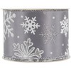 Northlight Gray and White Shimmering Snowflakes Wired Craft Christmas Ribbon 2.5" x 10 Yards - 4 of 4