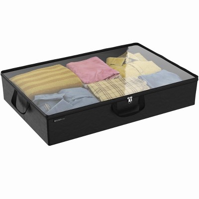 Charcoal Black Fabric Underbed Storage Organizer with Clear Window
