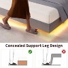 Bed Frame with Type-C & USB Ports, Upholstered Platform Bed Frame with Wingback Storage Headboard, Solid Wood Slats Support - 3 of 4