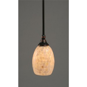 Toltec Lighting Any 1 - Light Pendant in  Black Copper with 5" Ivory Glaze Seashell Shade - 1 of 1