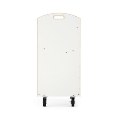White Wooden Rolling Book Storage Cart with 2 Shelves