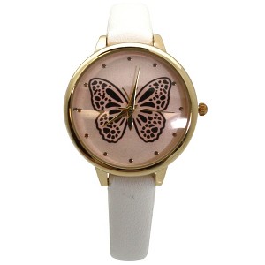 Olivia Pratt Thin Faux Leather Butterfly Face Women Watch - 1 of 3