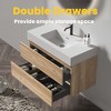 FAMYYT 36 in. Single Sink Floating Rough Oak Bath Vanity with White Engineered Quartz Composite Top, 2 Soft Drawers - 4 of 4