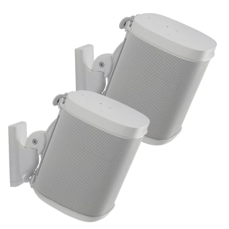 Sanus Wireless Speaker Swivel and Tilt Wall Mounts for Sonos ONE, PLAY:1, and PLAY:3 - Pair (White), 1 of 11