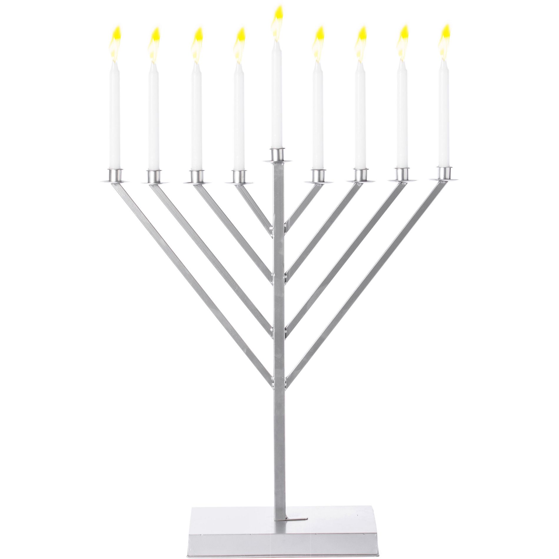 Vintiquewise Large Metal Silver Coated Menorah For Synagogue
