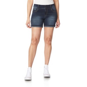 WallFlower Women's Luscious Curvy Denim Shorts Mid-Rise Bling Insta Stretch Juniors (Available in Plus Size) - 1 of 3