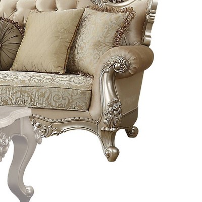 88" Champagne Gold Tufted Victorian-Inspired Sofa with 7 Pillows