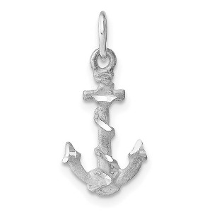 Black Bow Jewelry 14k White Gold Diamond Cut Anchor Charm or Pendant - 1 of 4