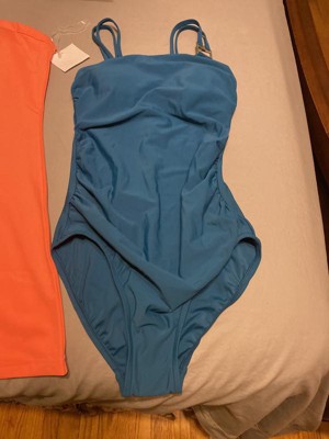 Women's Upf 50 High Neck Swim Romper With Pockets One Piece Swimsuit - Aqua  Green® Pink L : Target