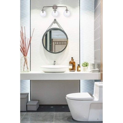 Hanson 3-Light Polished Nickel and Clear Glass Bath Sconce