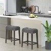 Tangkula 24" Saddle Bar Stools Set of 2 w/ Footrest Rubber Wood Frame for Kitchen Island - 2 of 4