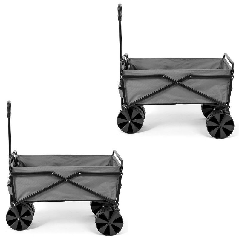 Seina Collapsible Steel Frame Folding Utility Beach Wagon Cart, Gray (2 Pack), 1 of 7