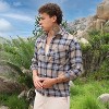 Campus Sutra Men Men's Icy Blue & Saltbox Beige Tartan Plaid Utility Shirt - 3 of 4