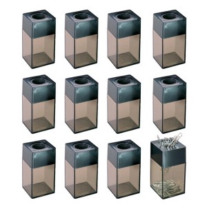 Charles Leonard Transparent Paper Clip Dispenser with Magnetic Top, Small, Black/Smoke, Pack of 12 - 1 of 2