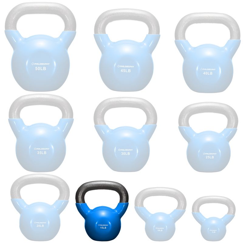 Philosophy Gym Vinyl Coated Cast Iron Kettlebell Weights  - Blue, 5 of 7