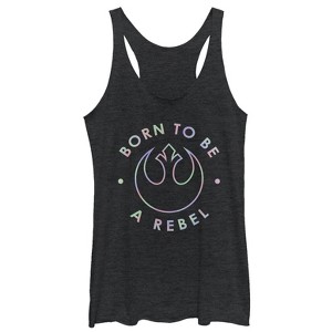 Women's Star Wars Rainbow Born to Be a Rebel Racerback Tank Top - 1 of 3